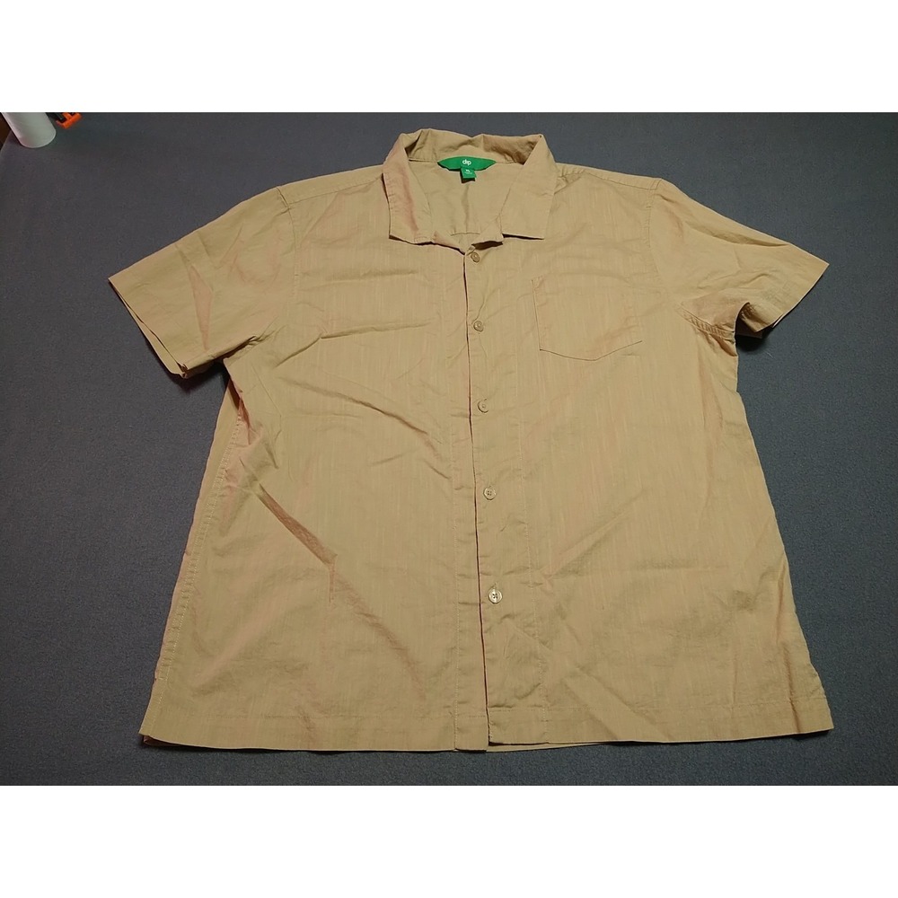 Dip Shirt Men XL Tan Short Sleeve Button Up Travel Vacation Relax Lightweight